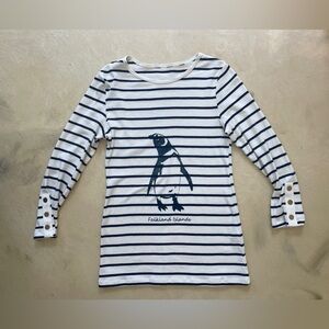 Striped Long Sleeve T-Shirt w/ Penguin – Falkland Islands – Size Small